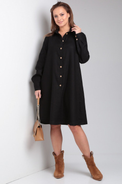 Платье свободного силуэта из вискозы с вставками Your size 2225 черный - фото 2