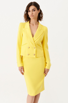 Деловой костюм жакет и юбка из текстиля с пуговицами Панда 135110w желтый - фото 1