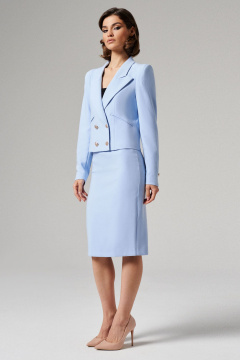 Голубой костюм жакет и юбка из текстиля для офисных образов Панда 135110w светло-голубой - фото 1