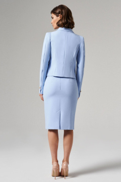 Голубой костюм жакет и юбка из текстиля для офисных образов Панда 135110w светло-голубой - фото 3
