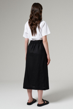 Легкая черная юбка А-силуэта из вискозной ткани с карманами и складками Панда 185950w черный - фото 4