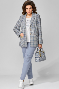 Голубые джинсы зауженные с карманами и резинкой на спинке Fita 20233 серо-голубой - фото 5