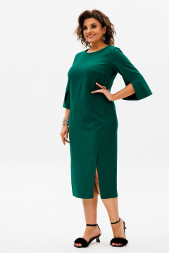 Платье нарядное с разрезами и молнией по спинке Anelli 1431.1 изумруд - фото 1
