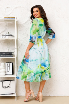 Платье шифоновое с принтом и поясом AGATTI 5239-1 - фото 2