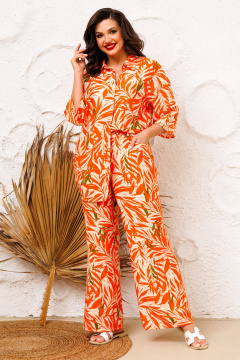 Брюки и рубашка летний комплект с принтом AGATTI 5286 беж_оранжево-зеленый - фото 4