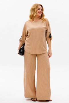 Демисезонный брючный комплект джемпер и палаццо Michel chic 1374 бежевый - фото 2