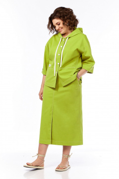 Летний костюм из джинсовой ткани с ветровкой и юбкой Jurimex 3110 оливковый - фото 3