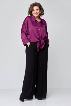 Демисезонная рубашка с карманом и спущенной линией плеч Solomeya Lux 968 винный - фото 5