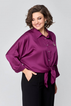 Демисезонная рубашка с карманом и спущенной линией плеч Solomeya Lux 968 винный - фото 4
