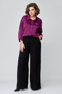 Демисезонная рубашка с карманом и спущенной линией плеч Solomeya Lux 968 винный - фото 2