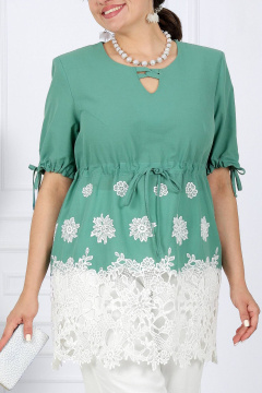 Летний брючный костюм из хлопка с кулисами Ninele 7417 фисташка - фото 3