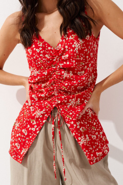 Блуза прямая с декоративной сборкой из текстиля ANNETE A715 - фото 3