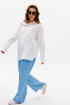 Белая рубашка оверсайз из хлопкового текстиля NikVa 531-1 белый - фото 3