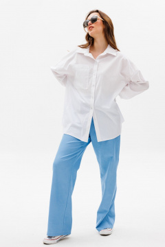 Белая рубашка оверсайз из хлопкового текстиля NikVa 531-1 белый - фото 2