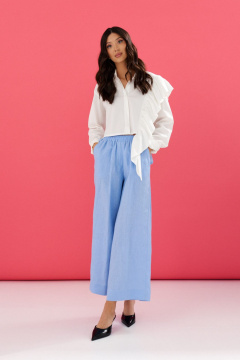 Рубашка прямая на каждый день из хлопка с воланом ANNETE A903 - фото 3