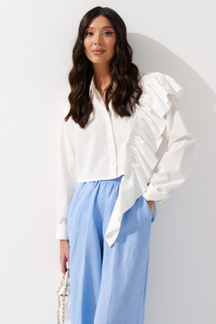 Рубашка прямая на каждый день из хлопка с воланом ANNETE A903 - фото 2