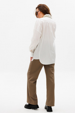 Объемная рубашка оверсайз с асимметричным бочком NikVa 531-2 сливочный - фото 4