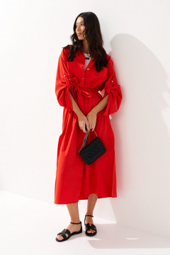 Платье свободного кроя с поясом и крупными карманами ANNETE A3539 - фото 2