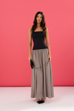 Платье из текстиля в черном и бежевом, универсальное ANNETE A3562 - фото 3