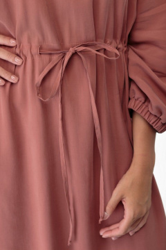 Oversize платье из текстиля с кулиской и лодочным вырезом Anelli 884 терракот - фото 4