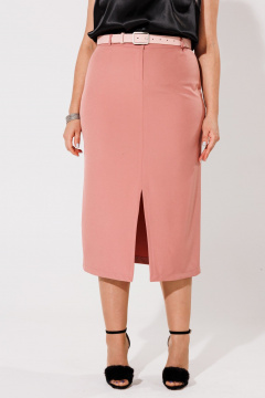 Розовая юбка-карандаш с разрезом и высокой посадкой Anelli 1317 розово-персиковый - фото 3