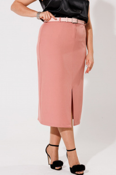 Розовая юбка-карандаш с разрезом и высокой посадкой Anelli 1317 розово-персиковый - фото 1
