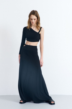 Короткий асимметричный джемпер из трикотажа с пряжкой AG Green G513/9 - фото 4