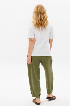 Свободный женский комплект из хлопка и трикотажа с принтом Michel chic 1377 хаки,белый - фото 4