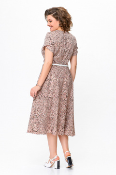 Платье из струящейся ткани с ремнем и принтом Swallow 742 беж+принт"камни" - фото 5