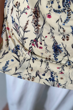 Желтая блуза из масло-вискозы с воротником на завязках LindaLux 1-451 прованс - фото 2