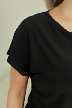 Черный топ из вискозы и трикотажа полуприлегающего кроя LindaLux 1-194 топ_черный - фото 5
