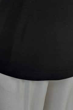 Черный топ из вискозы и трикотажа полуприлегающего кроя LindaLux 1-194 топ_черный - фото 4
