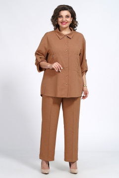 Костюм женский Брюки и Жакет свободные на каждый день Пинск-Стиль 141 коричневый - фото 5