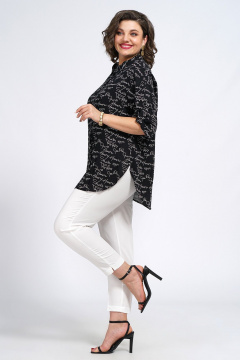 Блуза и Брюки свободный крой с поясом на каждый день Пинск-Стиль 142 черный_белый - фото 5