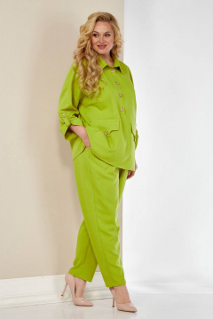 Костюм блуза с рукавом и брюки свободного силуэта VIA-Mod 549 лайм - фото 4