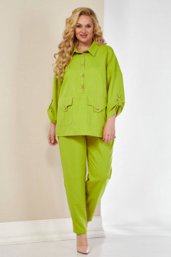 Костюм блуза с рукавом и брюки свободного силуэта VIA-Mod 549 лайм - фото 1