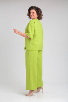 Комплект блуза с шлицами и брюки с имитацией юбки VIA-Mod 632 лайм - фото 3