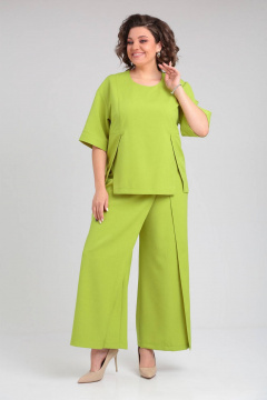 Комплект блуза с шлицами и брюки с имитацией юбки VIA-Mod 632 лайм - фото 1