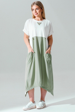 Платье из трикотажа и хлопка с декоративными вставками Faufilure C1645 - фото 3