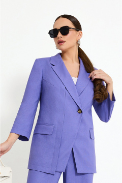 Деловой костюм брючный с жакетом, блузой и резинкой на брюках Lissana 4885 фиолетовый_оттенок - фото 5