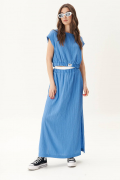 Блуза и юбка из вискозы с разрезами и поясом на лето Fantazia Mod 4824 - фото 2