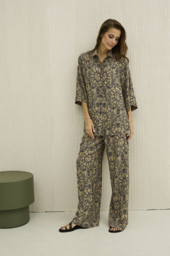 Бежевый комплект блузка и свободные брюки из вискозы DAVA 2208-1 - фото 1