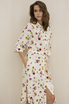 Платье из вискозы с принтом мультиколор приталенное на лето DAVA 1113-1 мультиколор - фото 3