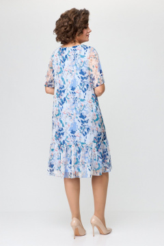 Платье из шифона голубое с оборками и коротким рукавом Slaviaelit 480 бело-голубой - фото 5