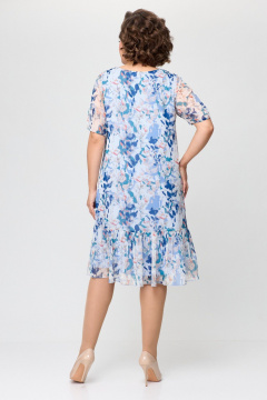 Платье из шифона голубое с оборками и коротким рукавом Slaviaelit 480 бело-голубой - фото 4