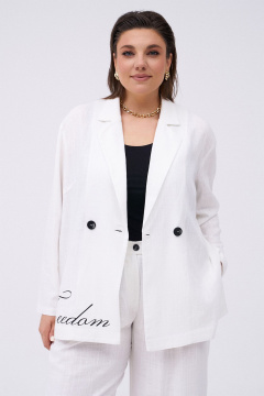 Костюм 2-ка из льна и текстиля с прямым силуэтом для деловых образов KaVaRi 8032 белый - фото 5