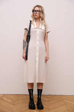 Трикотажное платье трапеция с отрезной талией и короткими рукавами LM М79 - фото 3