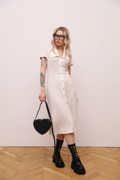 Трикотажное платье трапеция с отрезной талией и короткими рукавами LM М79 - фото 1