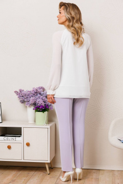 Легкая шифоновая блуза с воланами и рукавом реглан для повседневного образа Мода Юрс 2694b молочный - фото 5