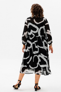 Элегантное платье из шифона с отрезной линией талии и падугами Anelli 1362 черное_сердце - фото 5